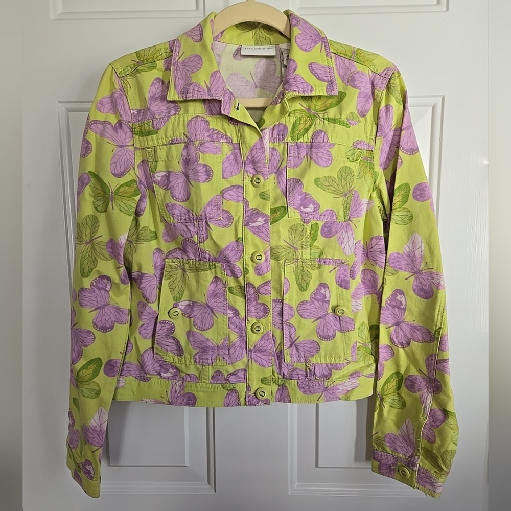 Liz Claiborne Ladies Green And Purple Denim Jacket Size Small